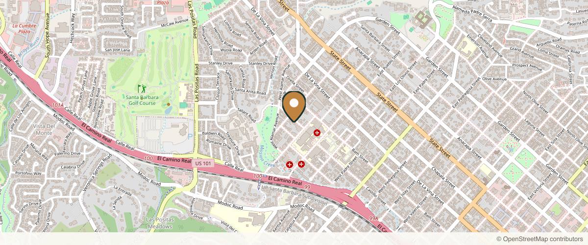 Map showing the exact location of Sara Yegiyants MD FACS at 2419 Castillo St, Santa Barbara, CA 93105, USA