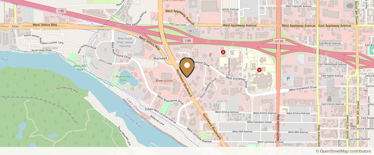 Map showing the exact location of Sarah Hamilton Face at 2120 Northwest Blvd, Coeur d'Alene, ID 83814, USA