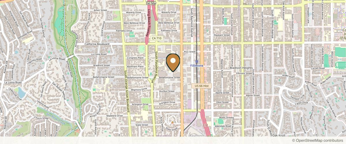Map showing the exact location of Sasaki Advanced Aesthetic Medical Center at 800 Fairmount Ave Ste 319, Pasadena, CA 91105, USA