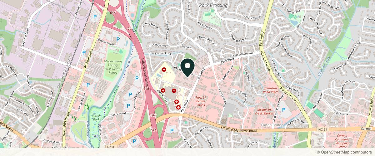Map showing the exact location of Sasha Haberle, MD | Metrolina Dermatology (Park Road) at 10502 Park Rd #100, Charlotte, NC 28210