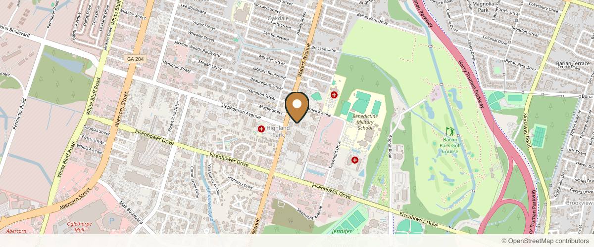 Map showing the exact location of Savannah Facial Plastic Surgery at 6602 Waters Ave Bldg B Suite 100, Savannah, GA 31406, USA