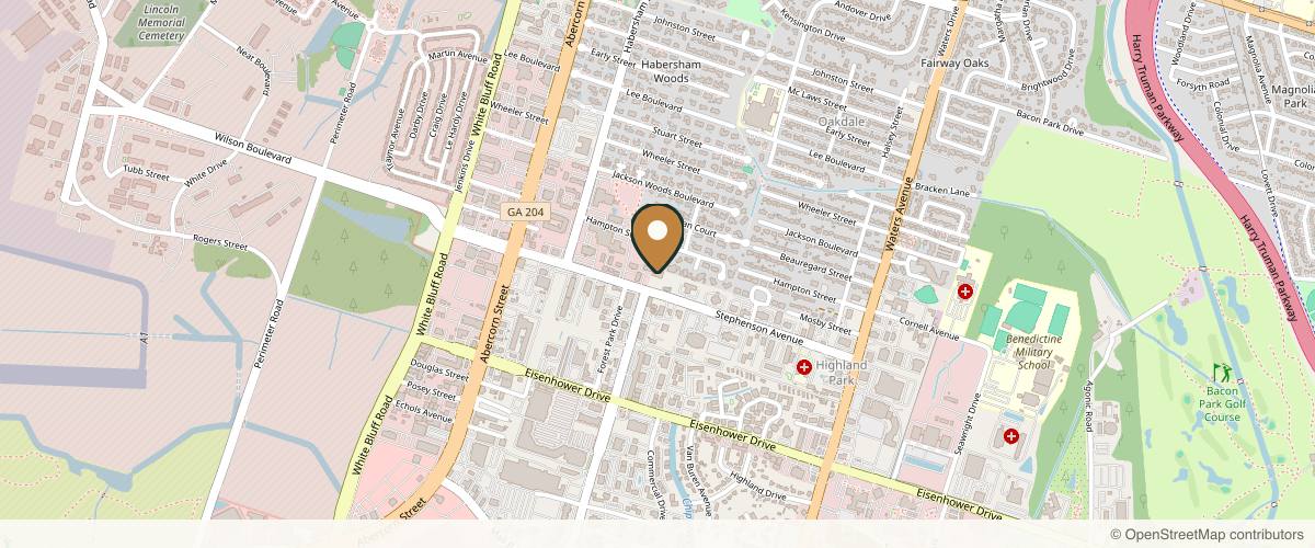 Map showing the exact location of SavElevé Medical Aesthetics (formerly Savvy Skin Medical Aesthetics at 322 Stephenson Ave # B, Savannah, GA 31405, USA