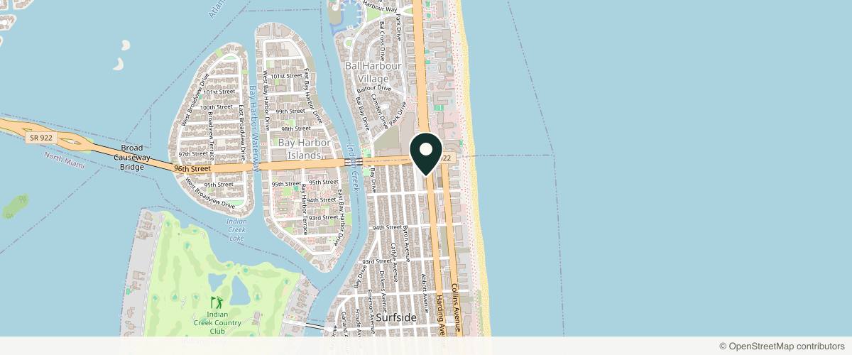 Map showing the exact location of Savou Med Spa at 9538 Harding Ave, Surfside, FL 33154, USA