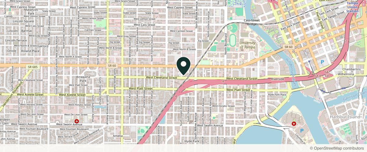 Map showing the exact location of SB Health & Beauty Med Spa at 116 S Oregon Ave, Tampa, FL 33606, USA