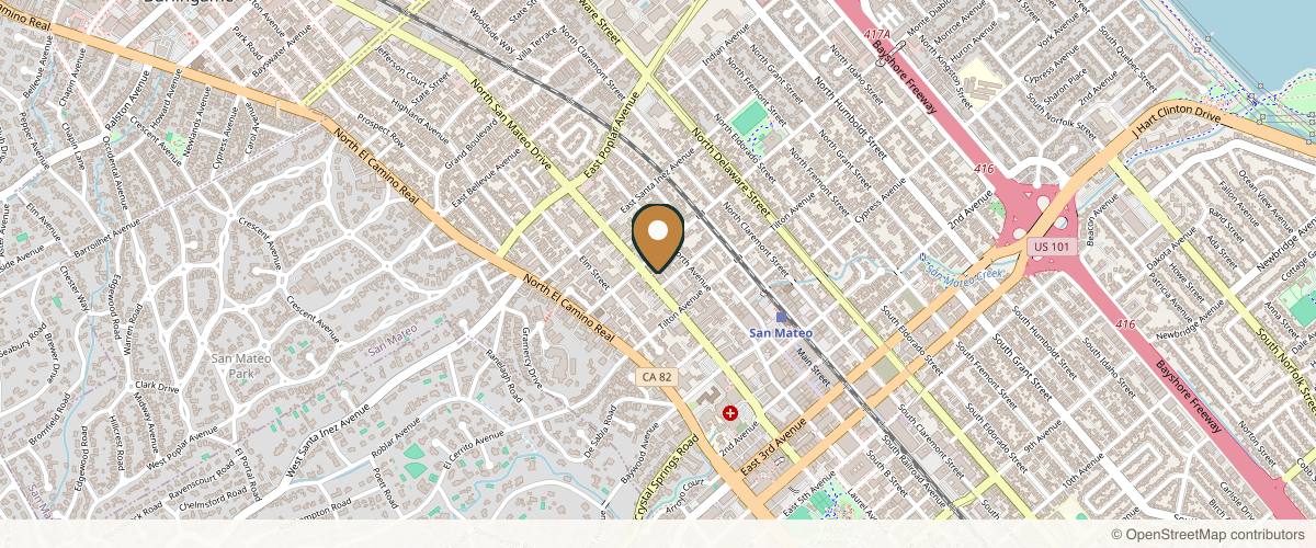 Map showing the exact location of Schweiger Dermatology Group - San Mateo at 136 N San Mateo Dr Driveway Floor 2, San Mateo, CA 94401, USA
