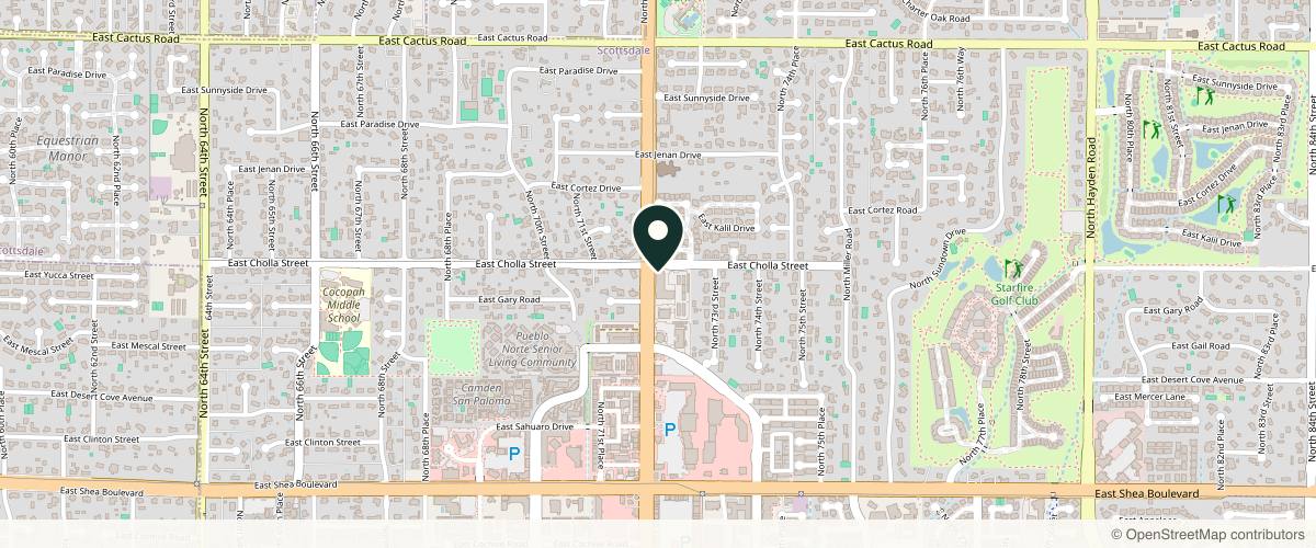 Map showing the exact location of Scottsdale Skin Boutique & Dermatology at 11333 N Scottsdale Rd #115, Scottsdale, AZ 85254