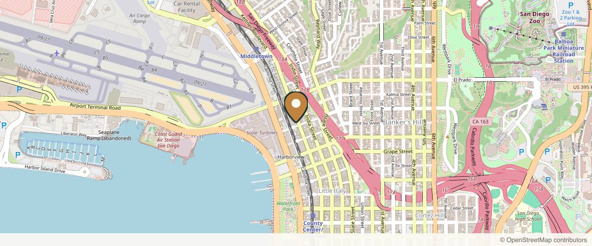 Map showing the exact location of SDBotox - Little Italy at 2308 Kettner Blvd Unit C, San Diego, CA 92101, USA