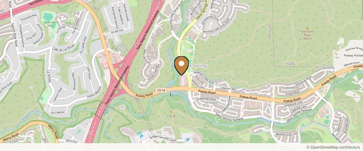 Map showing the exact location of SDBotox - Sabre Springs at 12650 Sabre Springs Pkwy 201 Suite 201, San Diego, CA 92128, USA