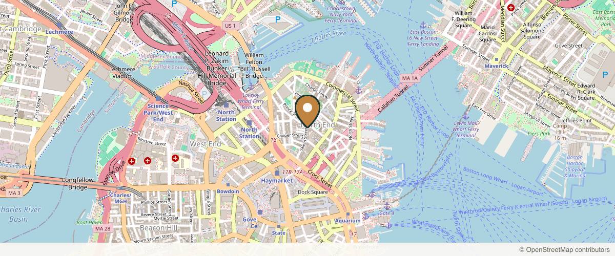 Map showing the exact location of SEAPORT MEDSPA - North End at 135 Salem St, Boston, MA 02113, USA