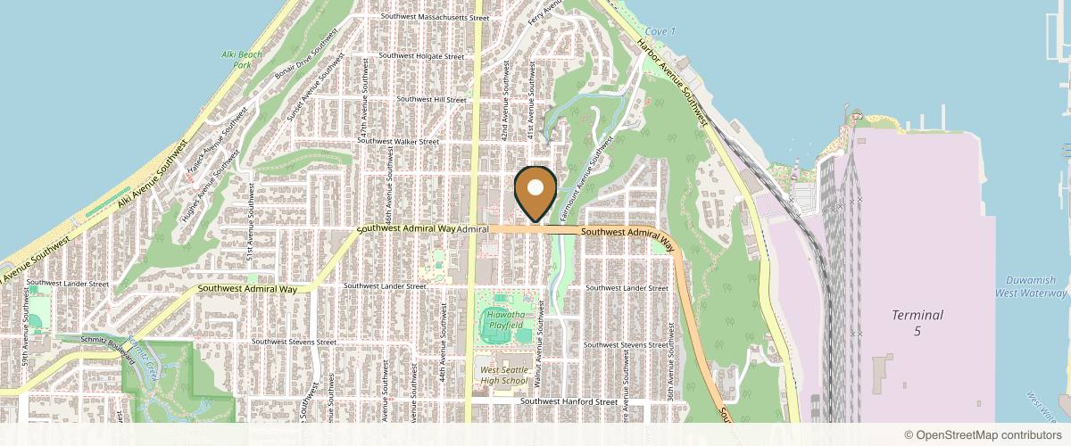Map showing the exact location of Seattle Beauty at 4050 SW Admiral Wy A, Seattle, WA 98116, USA