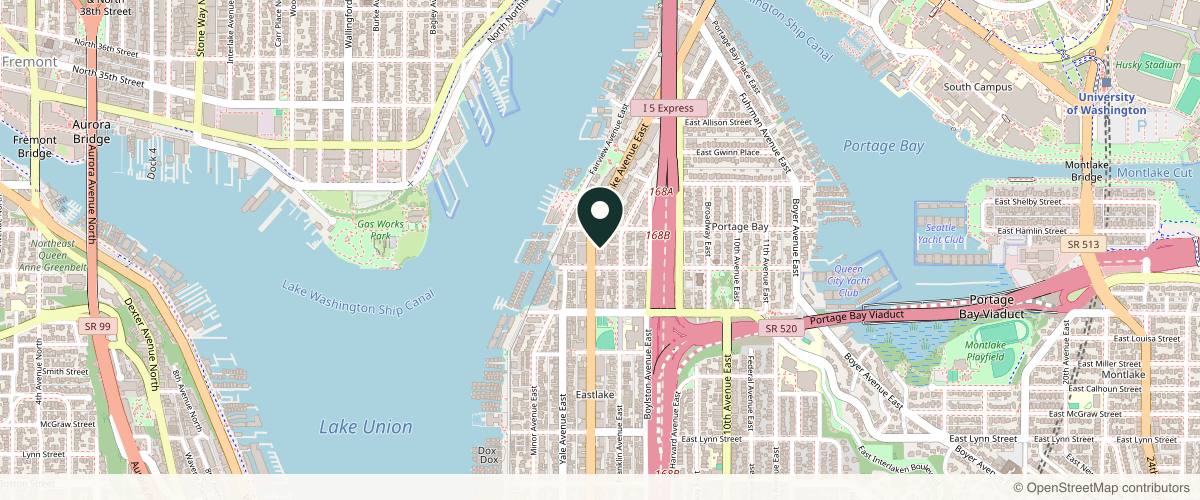 Map showing the exact location of Seda | Skin & Wellness at 2714 Eastlake Ave E, Seattle, WA 98102, USA