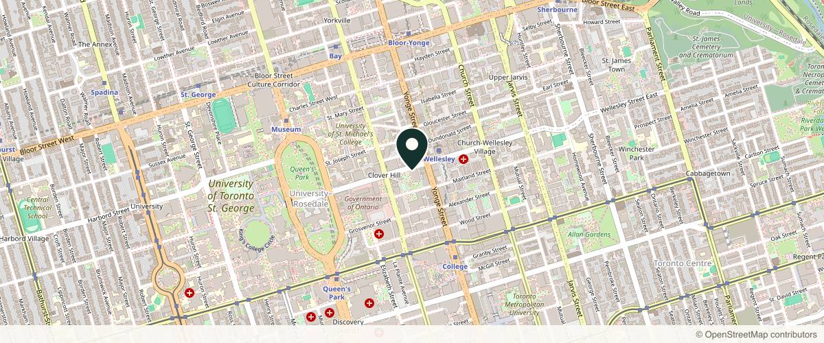 Map showing the exact location of SEK Medical Aesthetics at 15 Wellesley St W Unit 215, Toronto, ON M4Y 0G7, Canada