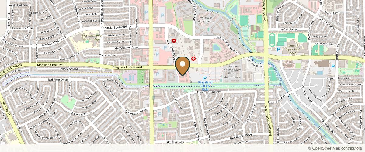 Map showing the exact location of Selah MediSpa at 21715 Kingsland Blvd #100, Katy, TX 77450, USA