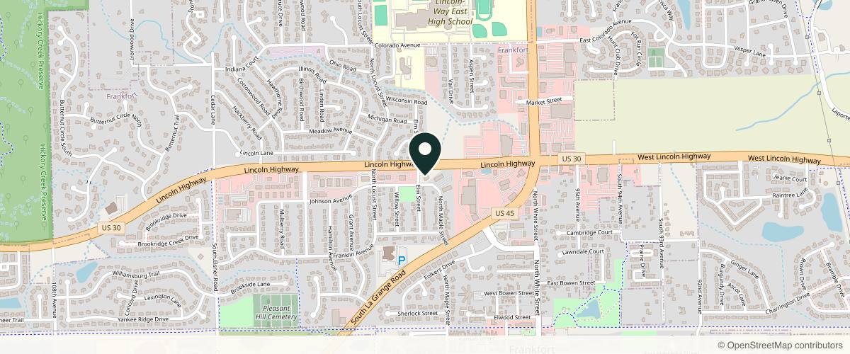 Map showing the exact location of SELF Aesthetics & Wellness at 9875 W Lincoln Hwy Unit 103, Frankfort, IL 60423, USA