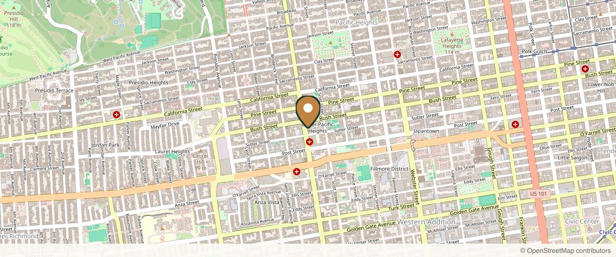 Map showing the exact location of SELFishly Aesthetics & Wellness at 1728 Divisadero St, San Francisco, CA 94115, USA