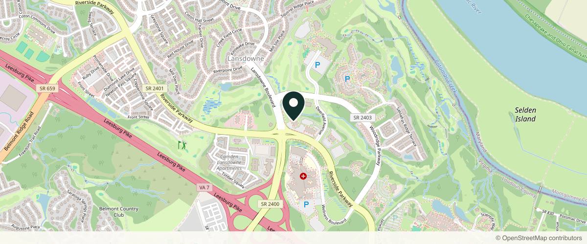 Map showing the exact location of Semler Dermatology Inc. at 19465 Deerfield Ave Ste 408, Lansdowne, VA 20176