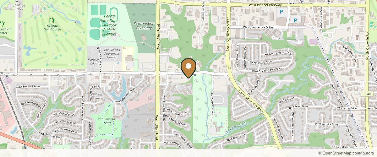 Map showing the exact location of Senara MedSpa and Chiropractic at 2208 W Willow Knolls Dr, Peoria, IL 61614, USA