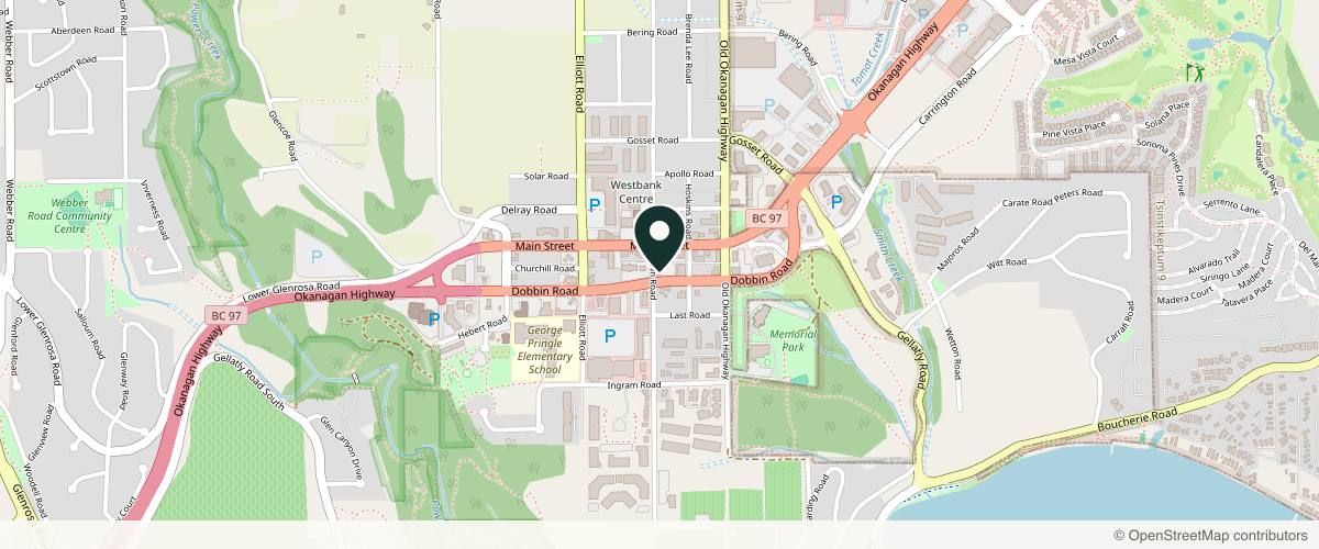 Map showing the exact location of Sensei Medical Aesthetics at 2448 Dobbin Rd, West Kelowna, BC V4T 1K5, Canada