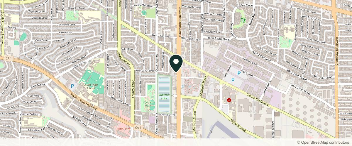 Map showing the exact location of Seoul Aesthetic & Wellness at 23365 Hawthorne Blvd Unit 104, Torrance, CA 90505, USA
