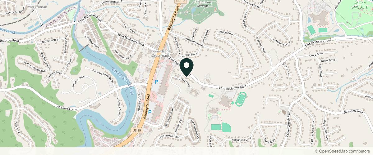 Map showing the exact location of Seraly Dermatology at 222 E McMurray Rd, McMurray, PA 15317