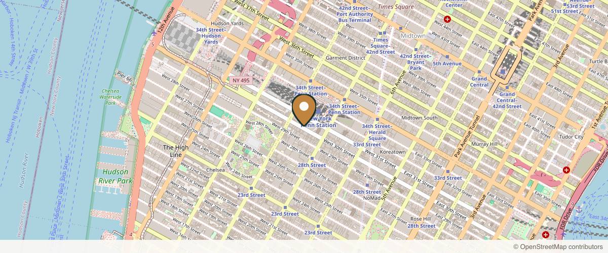 Map showing the exact location of Seraphina SPA Skin Body & Soul Spa at 243 W 30th St #3R, New York, NY 10001, USA