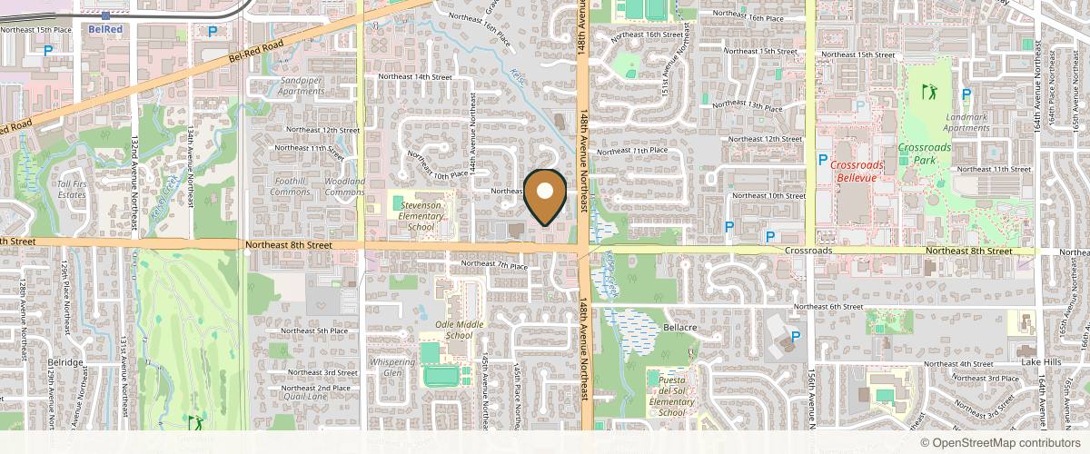 Map showing the exact location of Serenity Rejuvenation Center - Bellevue Medical Spa at 14670 NE 8th St #115, Bellevue, WA 98007, USA