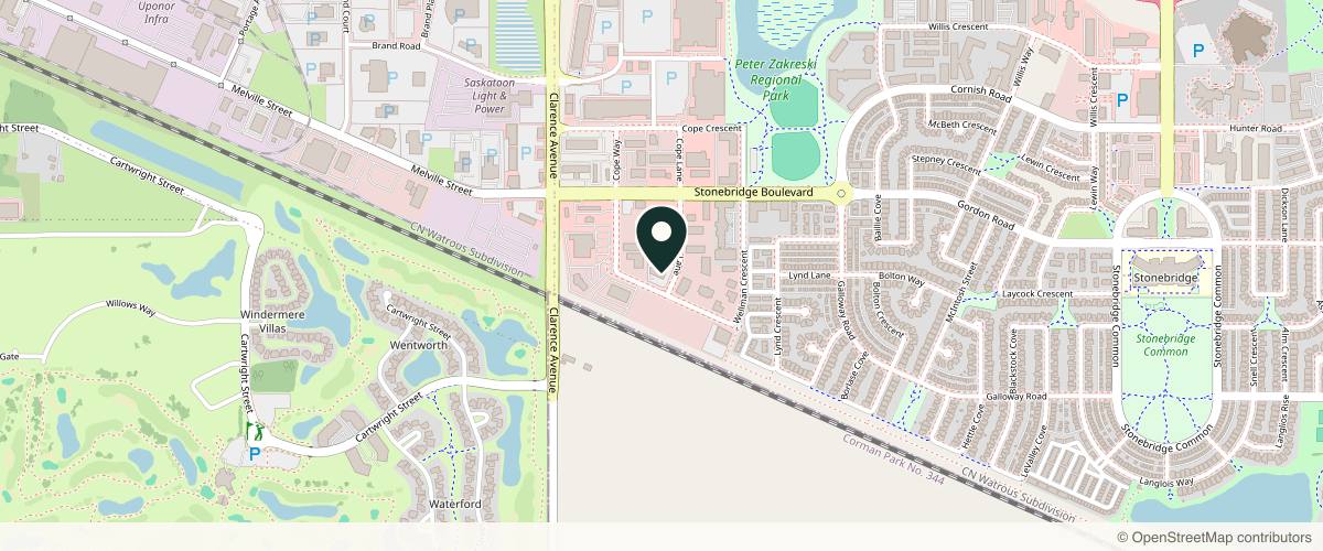 Map showing the exact location of Serenity Spa & Facials Saskatoon at 303 Wellman Ln Ste 303, Saskatoon, SK S7T 0J1, Canada