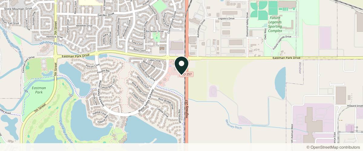 Map showing the exact location of Seven Trees Aesthetics at 1357 Water Valley Pkwy #300, Windsor, CO 80550, USA
