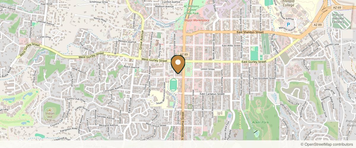 Map showing the exact location of SF Skincare by Shiri at 218 W Goodwin St #204, Prescott, AZ 86303, USA