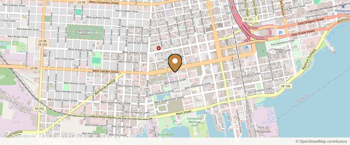 Map showing the exact location of Shaddix Plastic Surgery at 401 W Garden St Ste. 101, Pensacola, FL 32502, USA