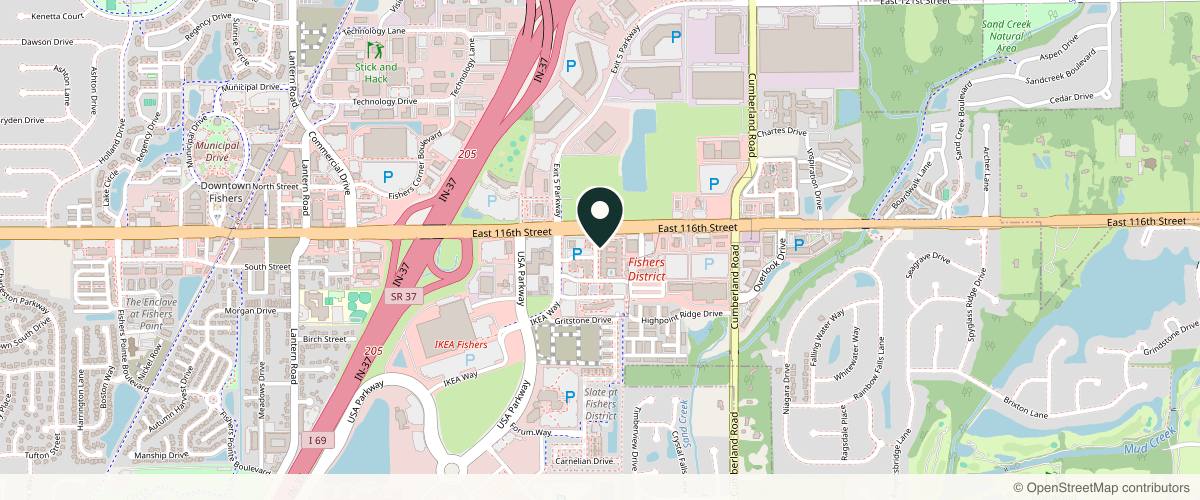 Map showing the exact location of SHarper Surgery, Spa + Salt Lounge at 11591 Yard St Apt 510, Fishers, IN 46037, USA