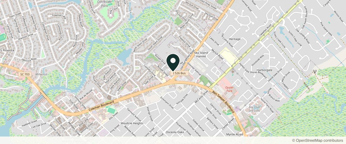 Map showing the exact location of Sheperd Integrative Dermatology at 912 Old Georgetown Rd, Mt Pleasant, SC 29464