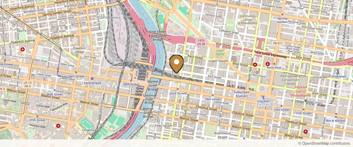 Map showing the exact location of Shiloh Cosmetics at 2200 Arch St At Suite 102, Philadelphia, PA 19103, USA