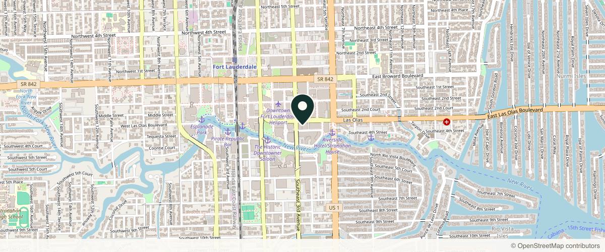Map showing the exact location of Shino Bay Cosmetic Dermatology & Laser Institute at 350 E Las Olas Blvd #110, Fort Lauderdale, FL 33301, USA
