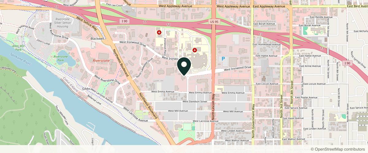 Map showing the exact location of Signature Aesthetics at 850 W Ironwood Dr STE 302, Coeur d'Alene, ID 83814, USA