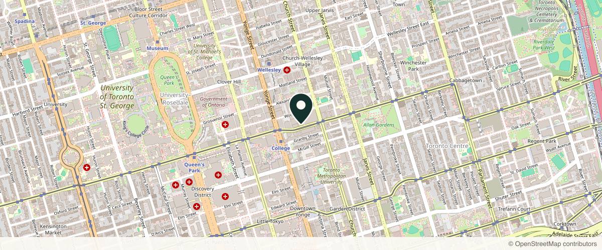 Map showing the exact location of Signature Beauty Lounge at 30 Carlton St., Toronto, ON M5B 2E9, Canada