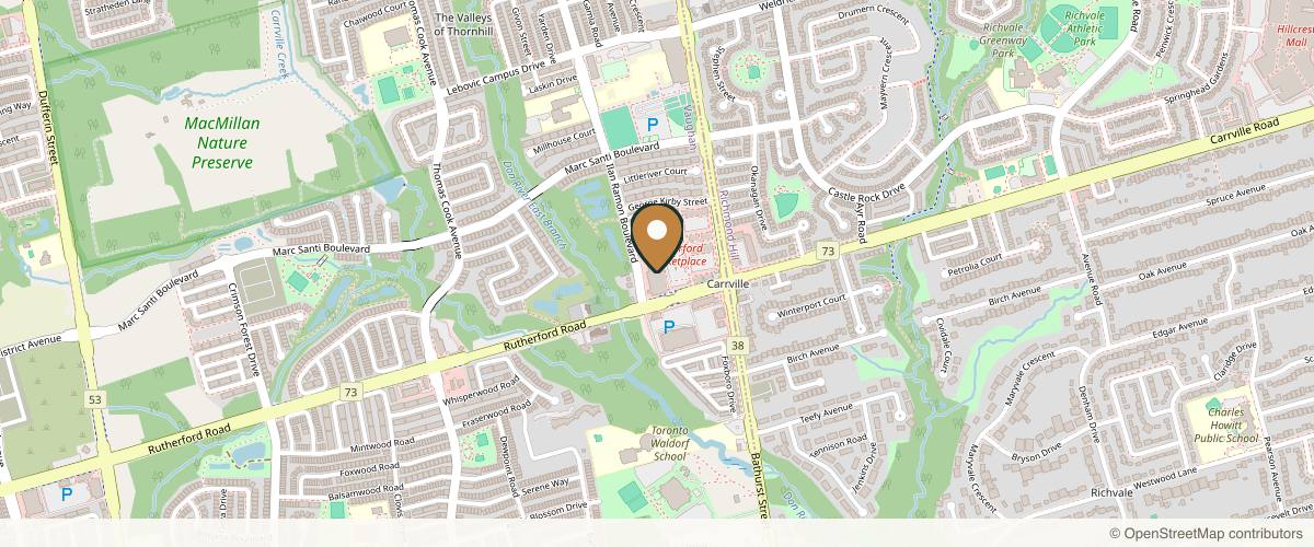 Map showing the exact location of Signature Cosmetic Clinic Vaughan at 9306 Bathurst St Bldg 1 Unit 3, Maple, ON L6A 4N9, Canada