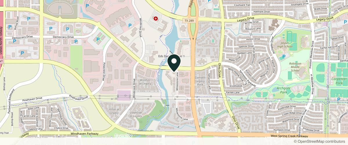 Map showing the exact location of Signature Dermatology and Aesthetics at 5060 Tennyson Pkwy Ste 100, Plano, TX 75024