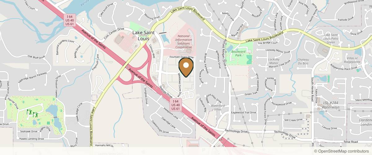 Map showing the exact location of Simply Bella Aesthetics at 21 Meadow Cir Dr Ste 324, Lake St Louis, MO 63367, USA