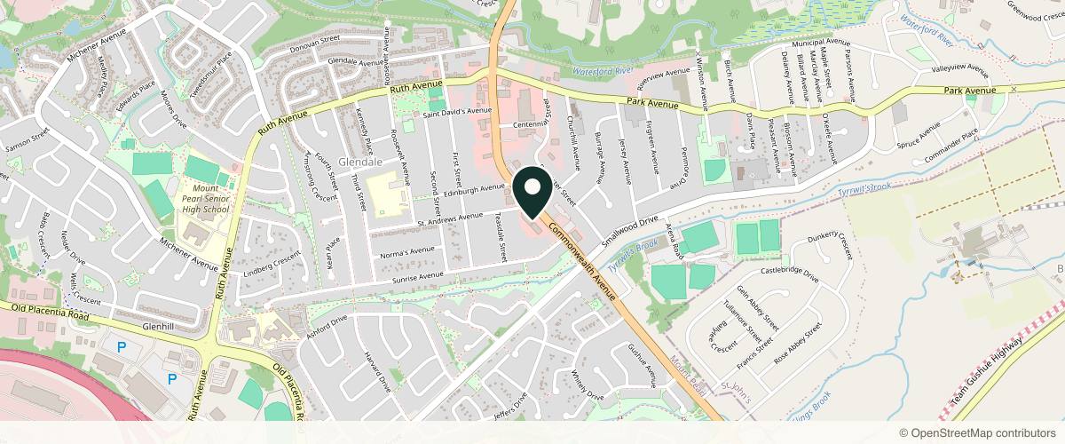 Map showing the exact location of Simply Radiant Medical Aesthetics and Laser at 50 Commonwealth Ave, Mount Pearl, NL A1N 1W8, Canada