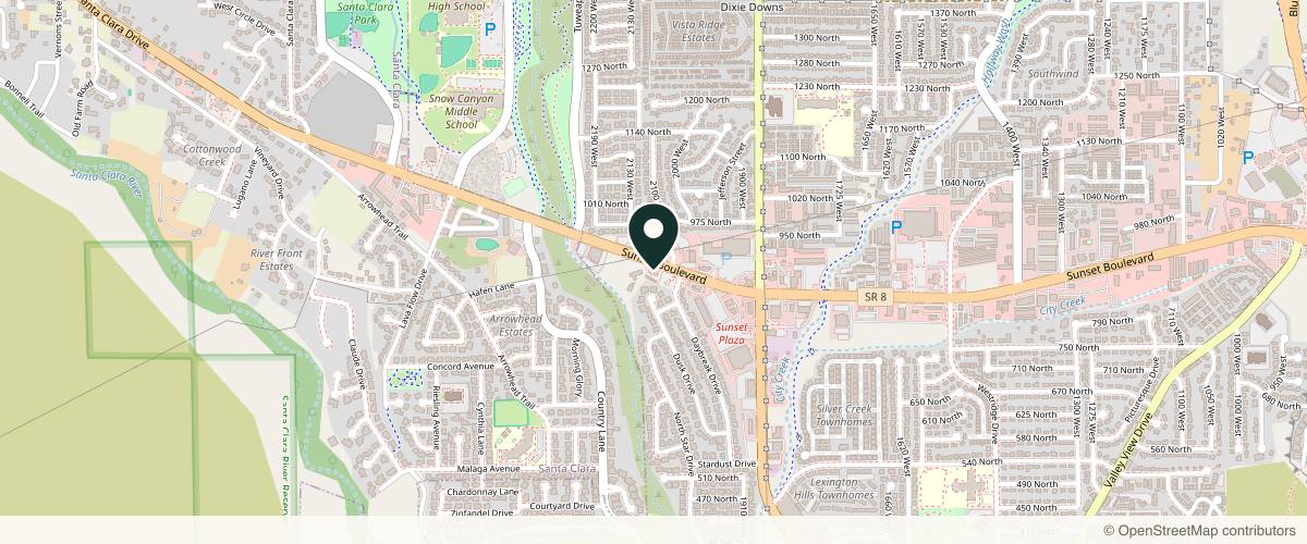 Map showing the exact location of Simply You Aesthetics and Wellness at 2107 W Sunset Blvd #102, St. George, UT 84770, USA