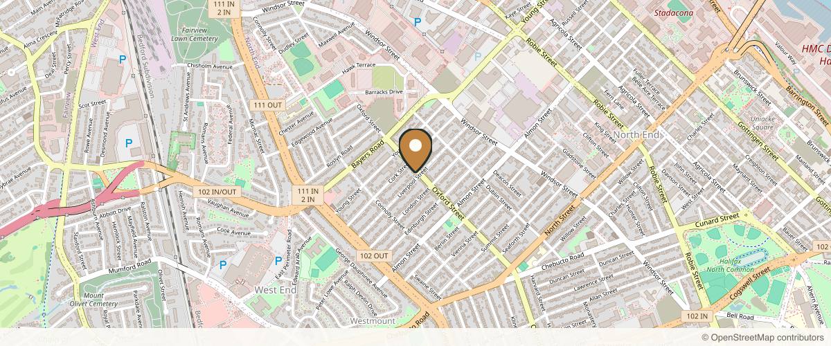 Map showing the exact location of Sincerely, Skin Skincare & Laser Boutique at 2962 Oxford St #1, Halifax, NS B3L 2W4, Canada