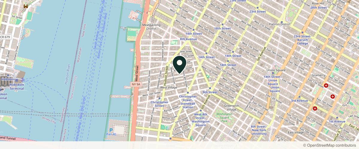 Map showing the exact location of SINY Dermatology & Cosmetic Surgery at 67 Perry St, New York, NY 10014