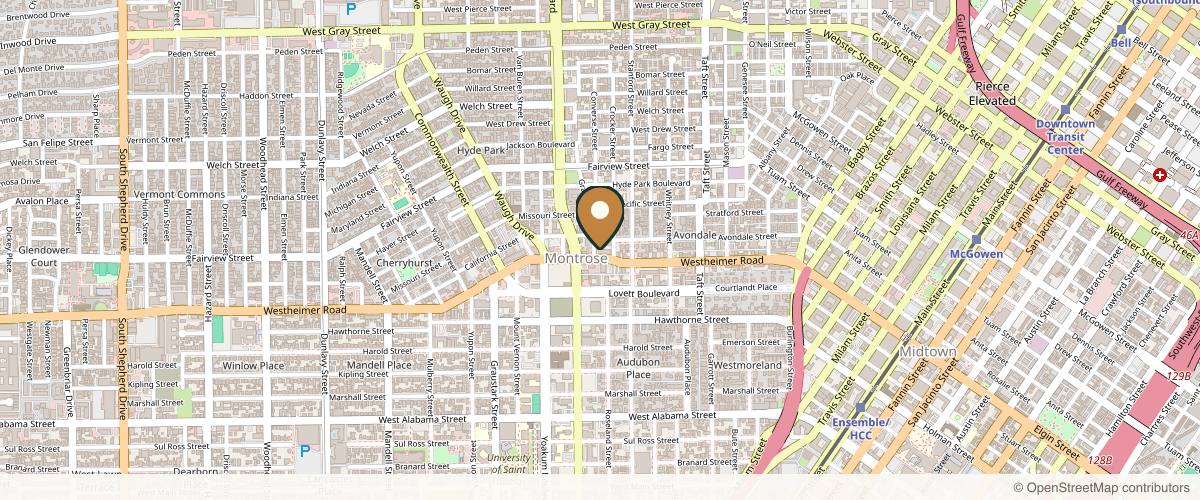 Map showing the exact location of Sisu Clinic Houston at 888 Westheimer Rd Unit 129, Houston, TX 77006, USA