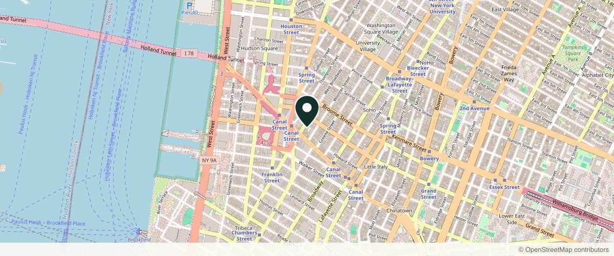 Map showing the exact location of Sisu Clinic Soho at 311 W Broadway, New York, NY 10013, USA