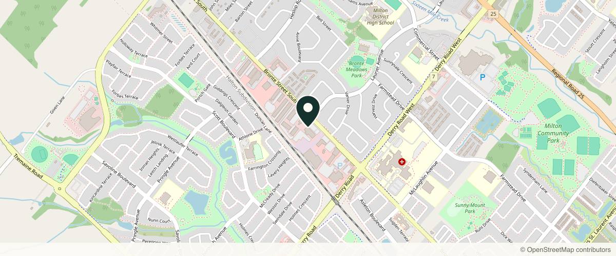 Map showing the exact location of Skön Laser Clinic at 470 Bronte St. S #103, Milton, ON L9T 2J4, Canada