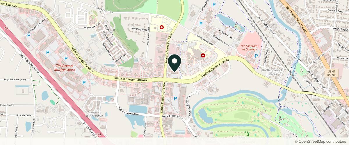Map showing the exact location of Skin & Allergy Center at 1970 Medical Center Pkwy K, Murfreesboro, TN 37129