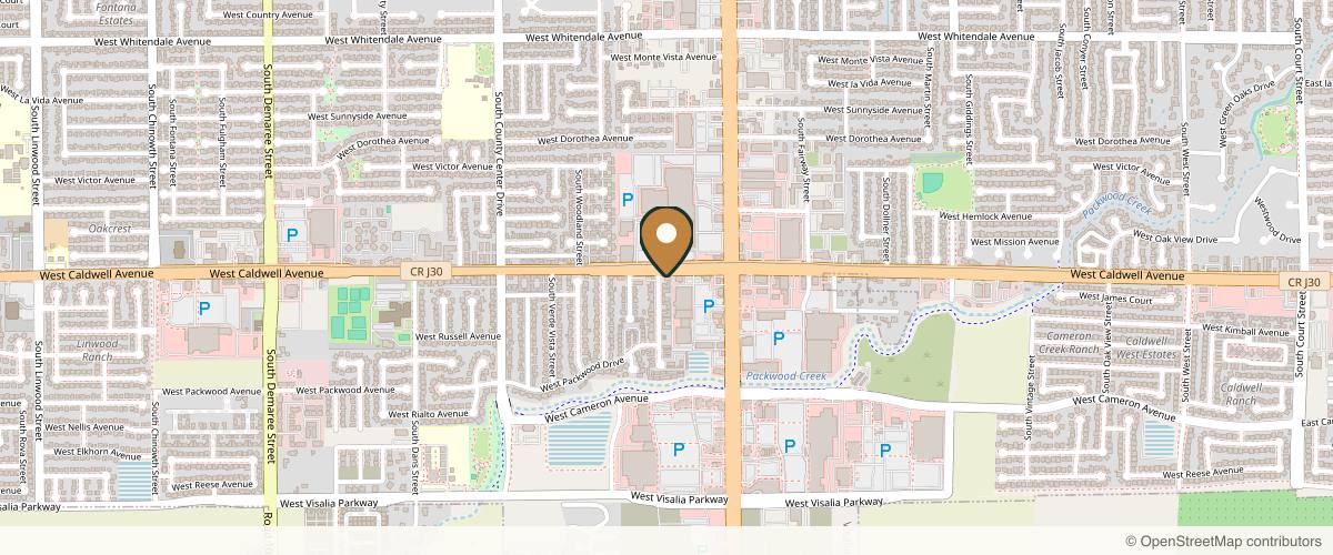 Map showing the exact location of Skin and Cancer Institute - Visalia at 2325 W Caldwell Ave, Visalia, CA 93277, USA