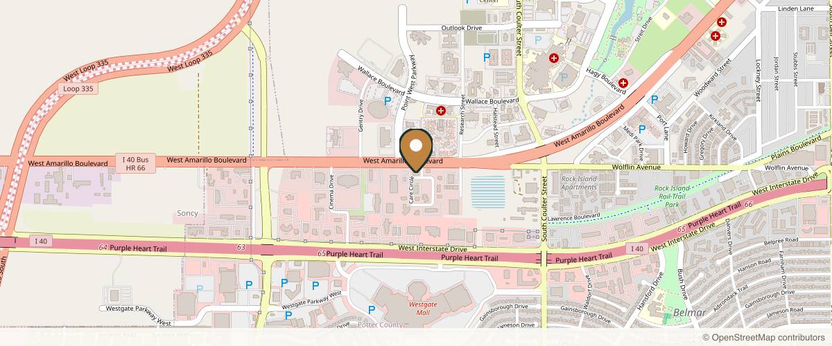 Map showing the exact location of Skin & Vitality Society at 24 Care Cir, Amarillo, TX 79124, USA