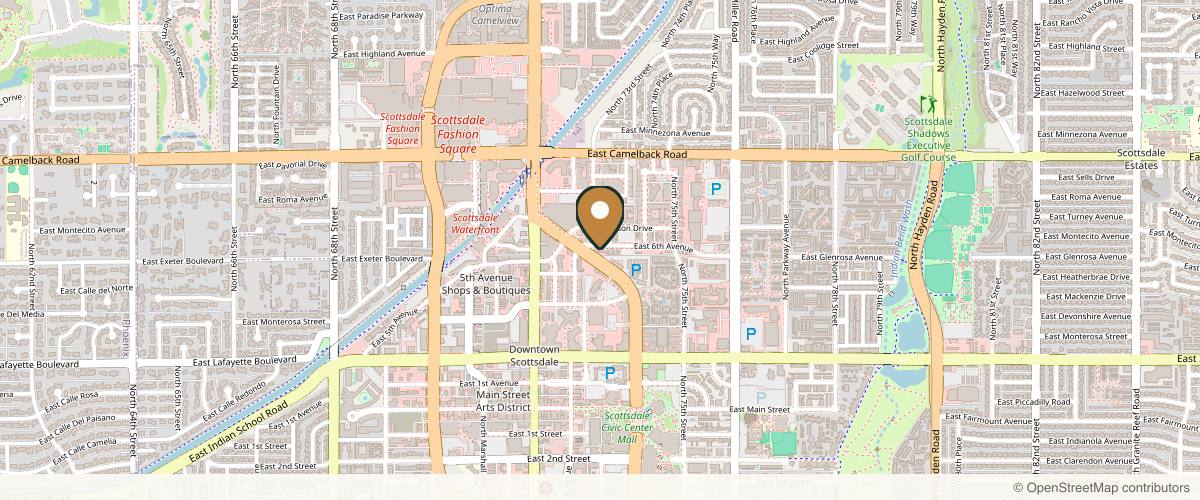 Map showing the exact location of Skin Beautiful at 7325 E 6th Ave, Scottsdale, AZ 85251, USA